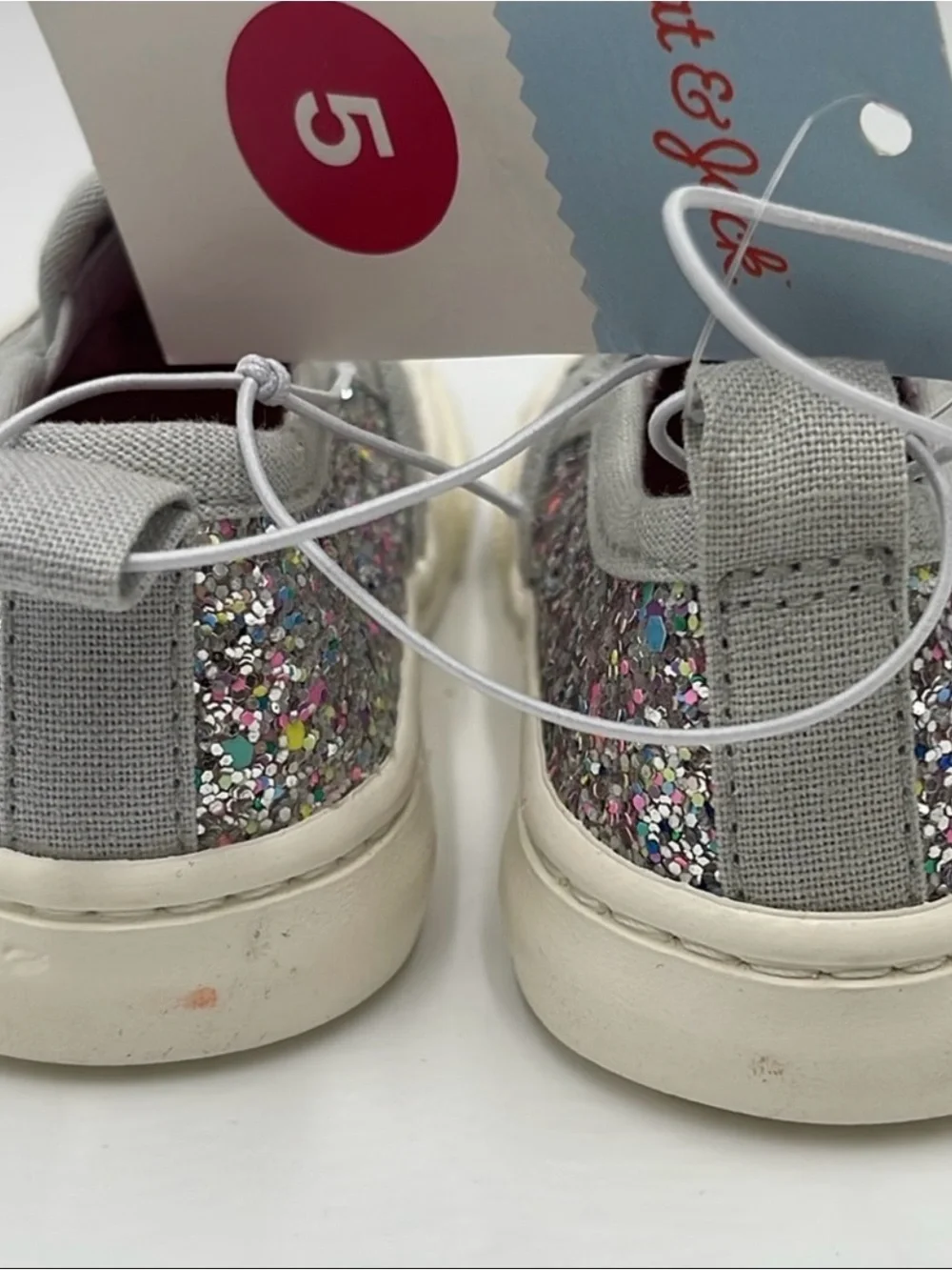Cat & Jack Girls Silver Multi-Glitter Slip-On Sneakers